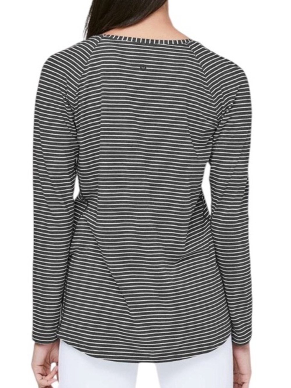 Lululemon Emerald Long Sleeve Modern Stripe Heathered Black White Large